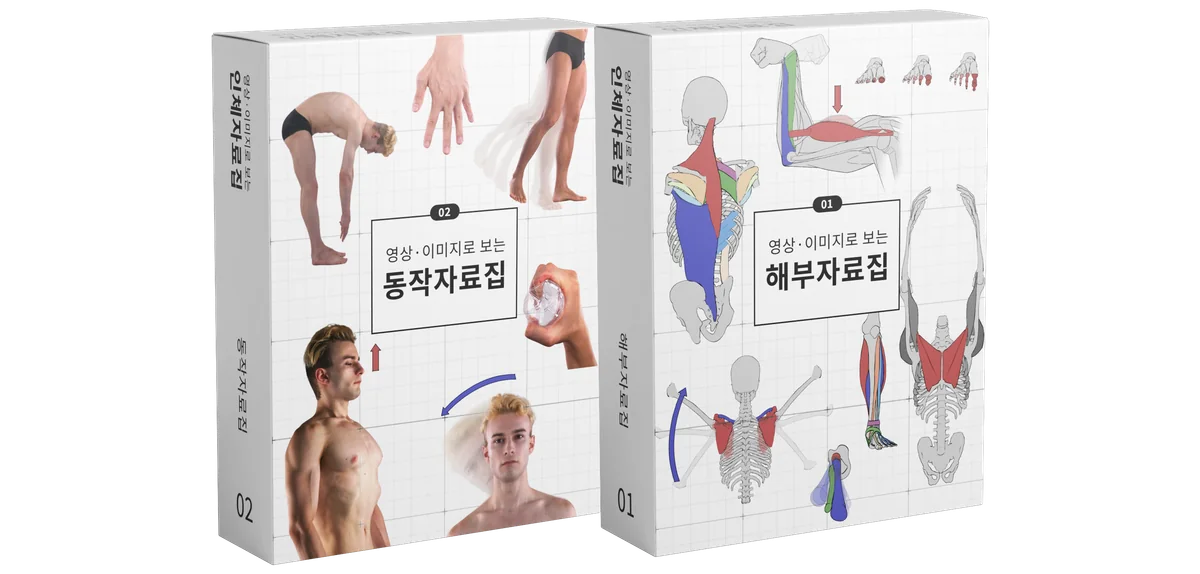 해부자료집 01 · 동작자료집 02, 두 권을 함께